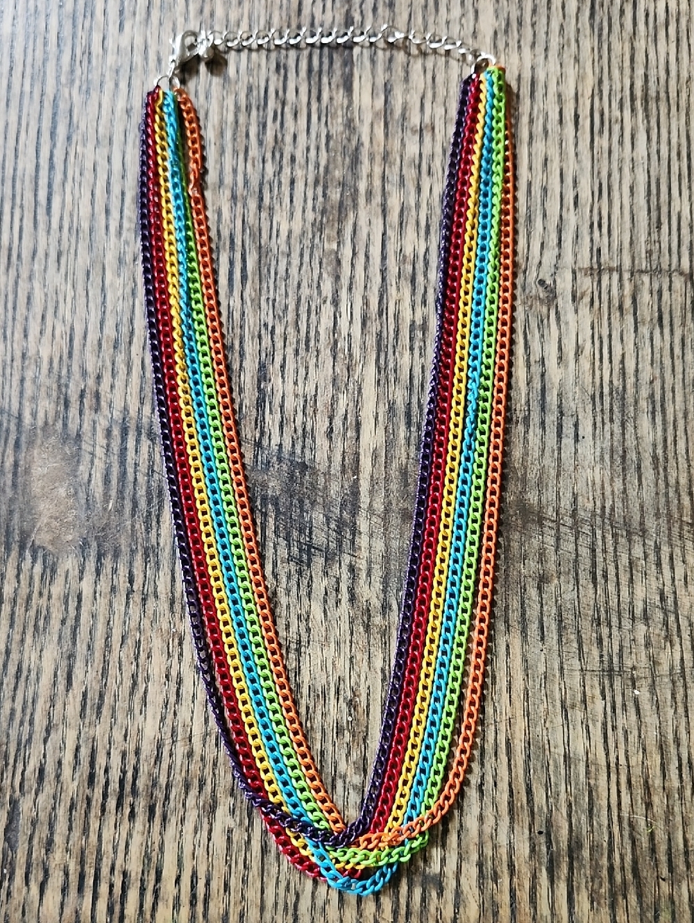 90's Vintage Rainbow Multi-Chain Statement Necklace